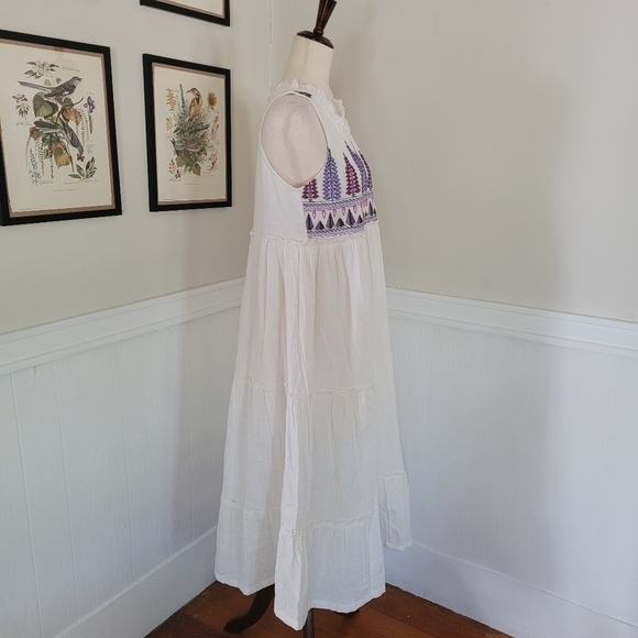 RAGA Panama Cotton Embroidered Tiered Halter Maxi Dress Size Medium - Picture 5 of 12
